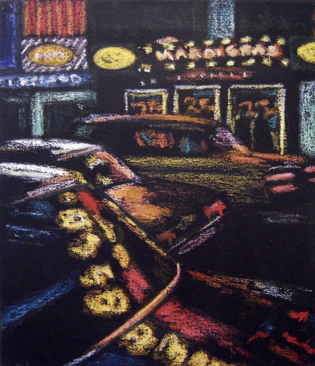 Glenn Gissler - Blog - 2014 - Jane Dickson, Mardi Gras - 8th Ave., 1983, oilstick on canvas, 18 x 16 inches