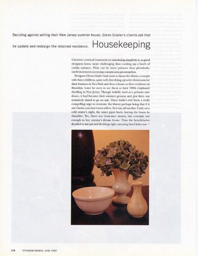 Glenn Gissler - Interior Design Magazine - Housekeeping - June 1999