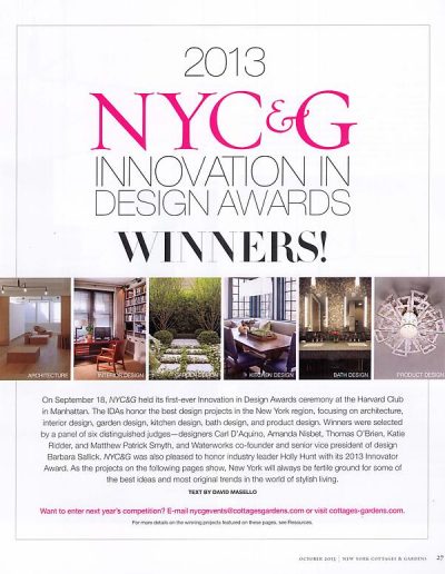 Glenn Gissler - New York Cottages & Gardens - Innovation in Design - October 2013