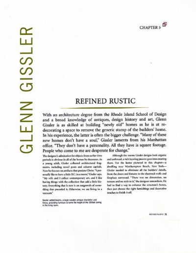 Glenn Gissler - New Spaces, Old World Charm - Refined Rustic - 2004