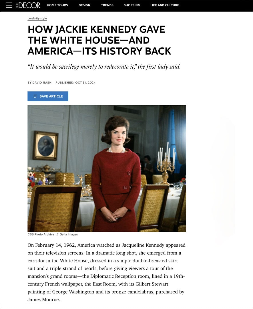 Elle Decor: Jackie Kennedy